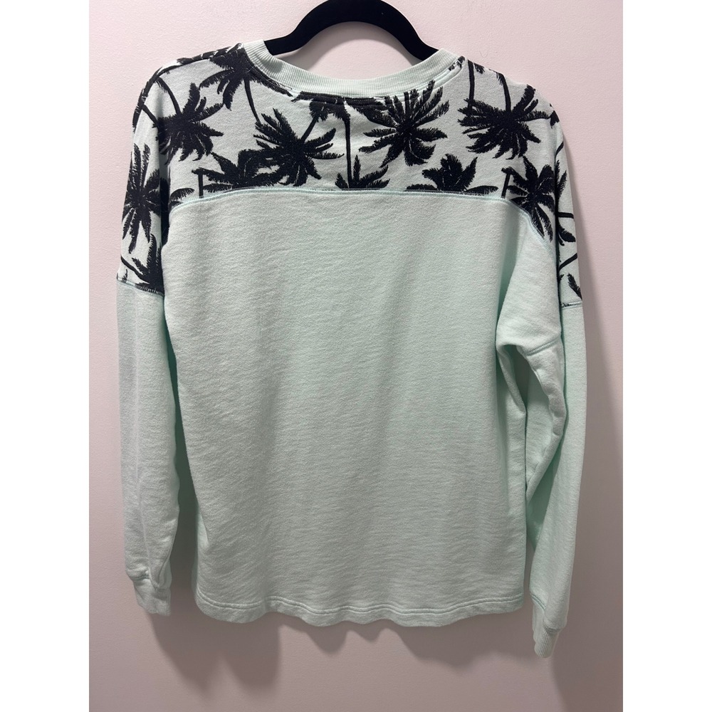 Victoria's Secret PINK Mint Green Palm Tree Sweatshirt XS Crewneck Tropical - Picture 7 of 10
